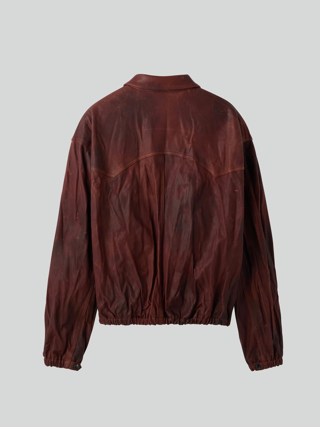 렉토 26SS 빈티지 이펙트 레더 점퍼 레드 브라운 상품이미지6