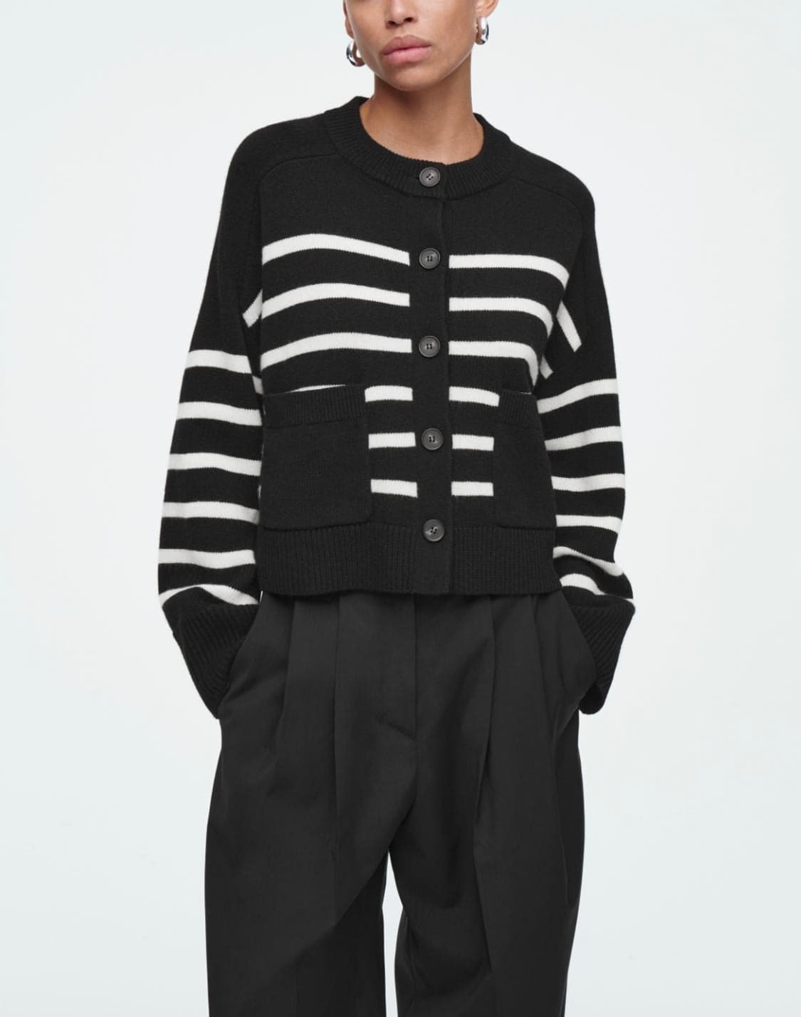 (M)여성 코스 COS 울 크루넥 스트라이프 가디건 상품이미지1