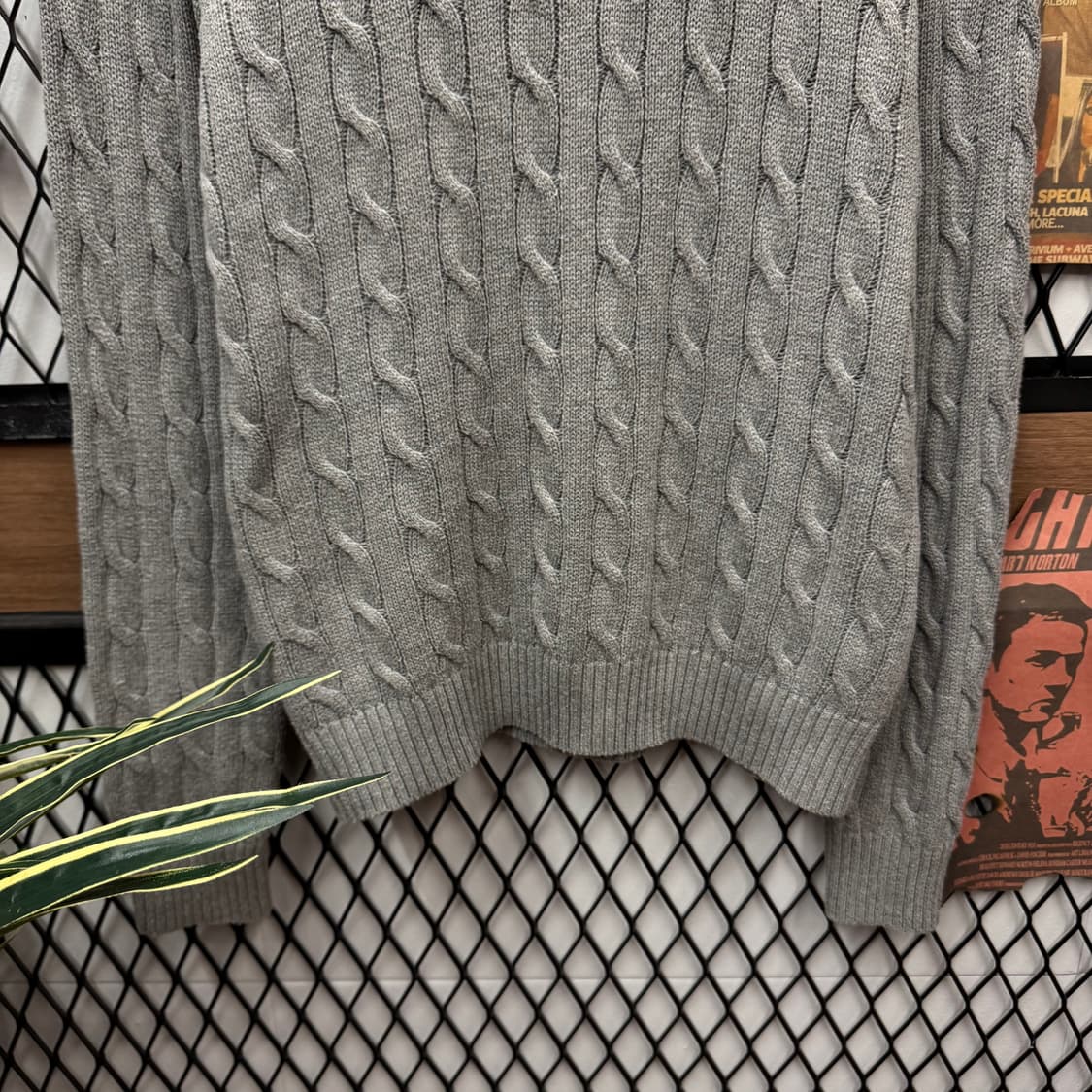 폴로 랄프로렌 케이블 니트 네이비 포니 로고 포인트 그레이 상품이미지4