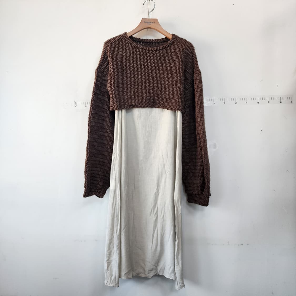 크롭 니트 가디건 롱 원피스 상품이미지1