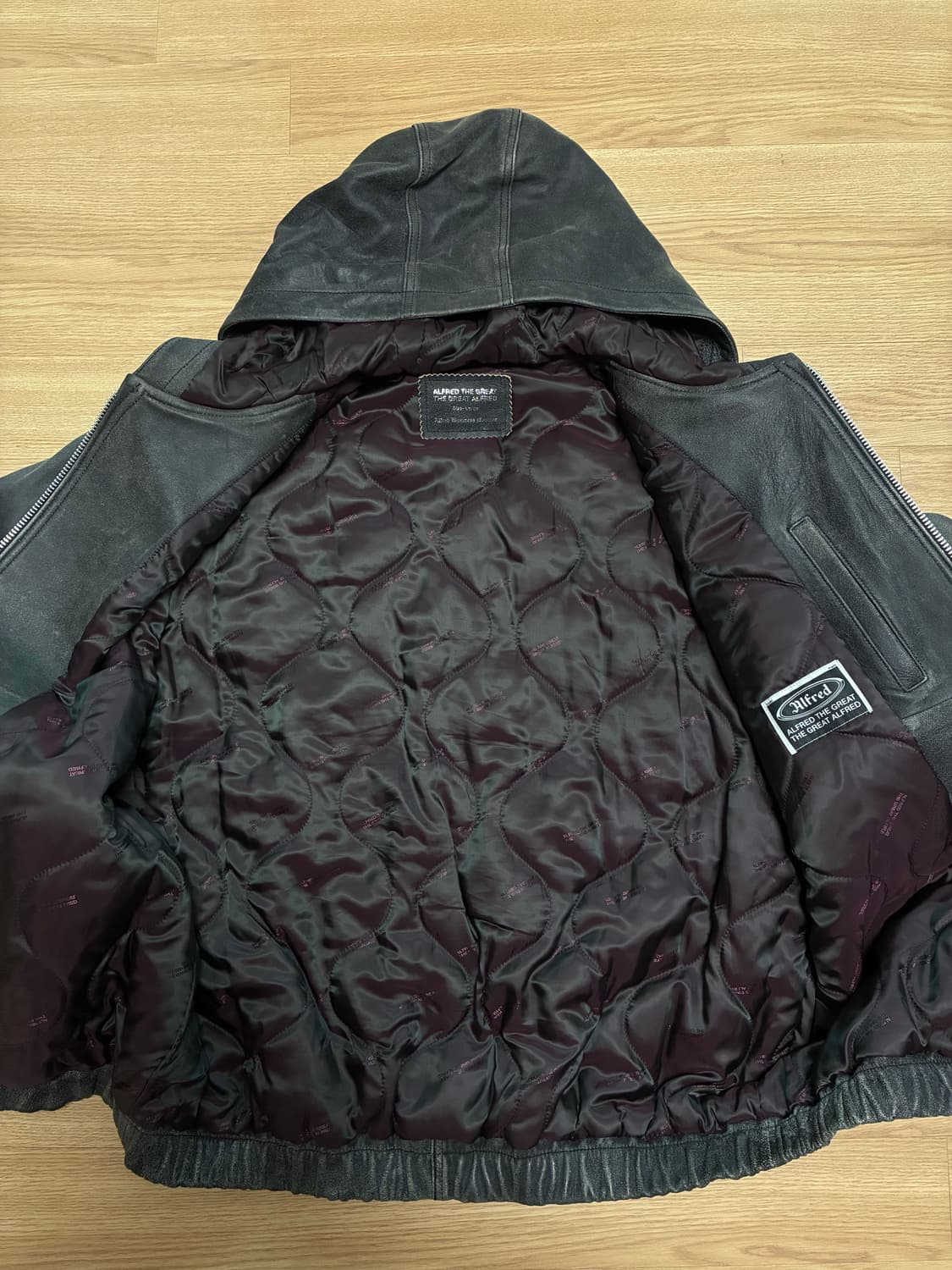 헤리티지플로스 알프레드 가죽 후드짚업 자켓 L size 상품이미지3