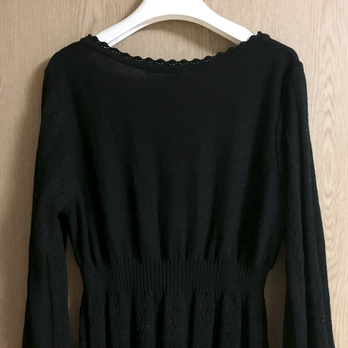 오네갸루 y2k 블랙 글리터 슬림핏 7부 니트 상품이미지5