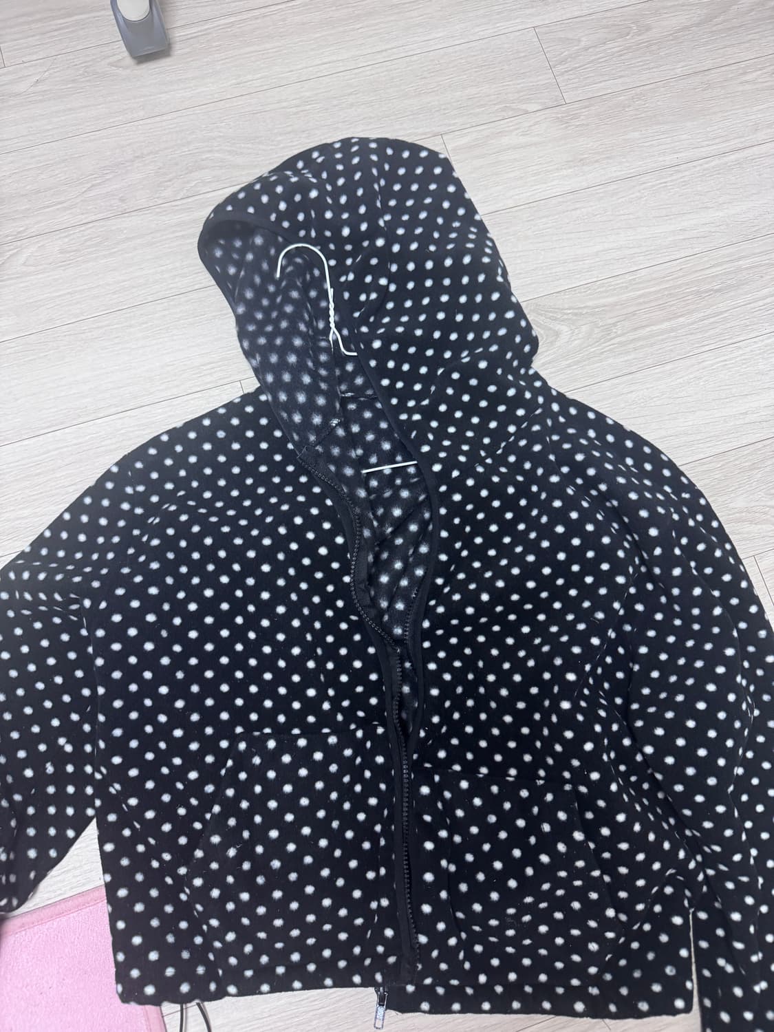 도트 크롭 봄 후드집업  상품이미지1