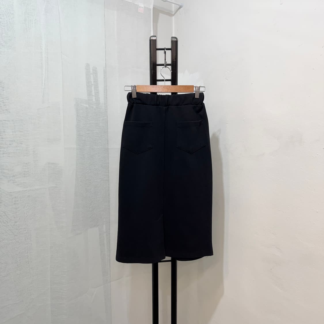 코튼 스트링 블랙 츄리닝치마 미디치마 롱치마 4465 상품이미지3