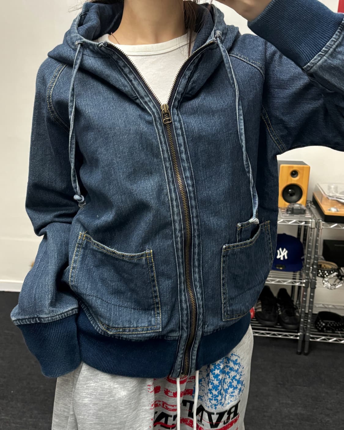 올드 빈티지 데님 후드집업 자켓 상품이미지2
