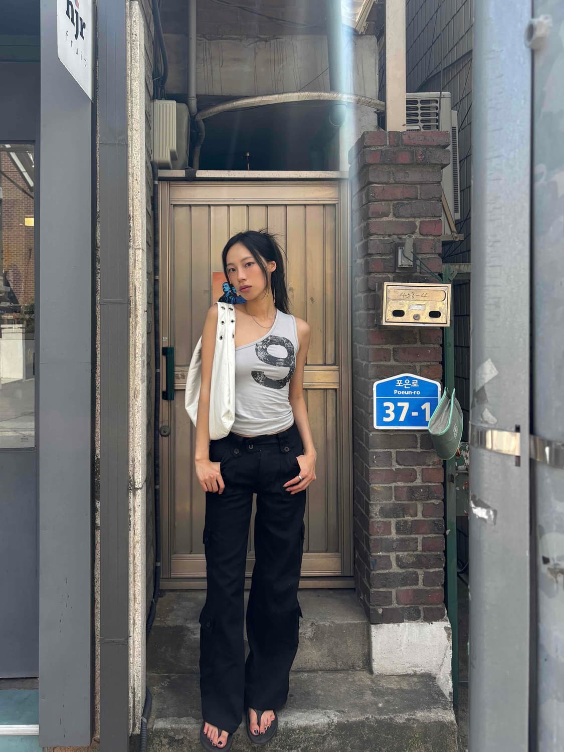 새상품) 로우라이즈 블랙 카고 팬츠 S 상품이미지4