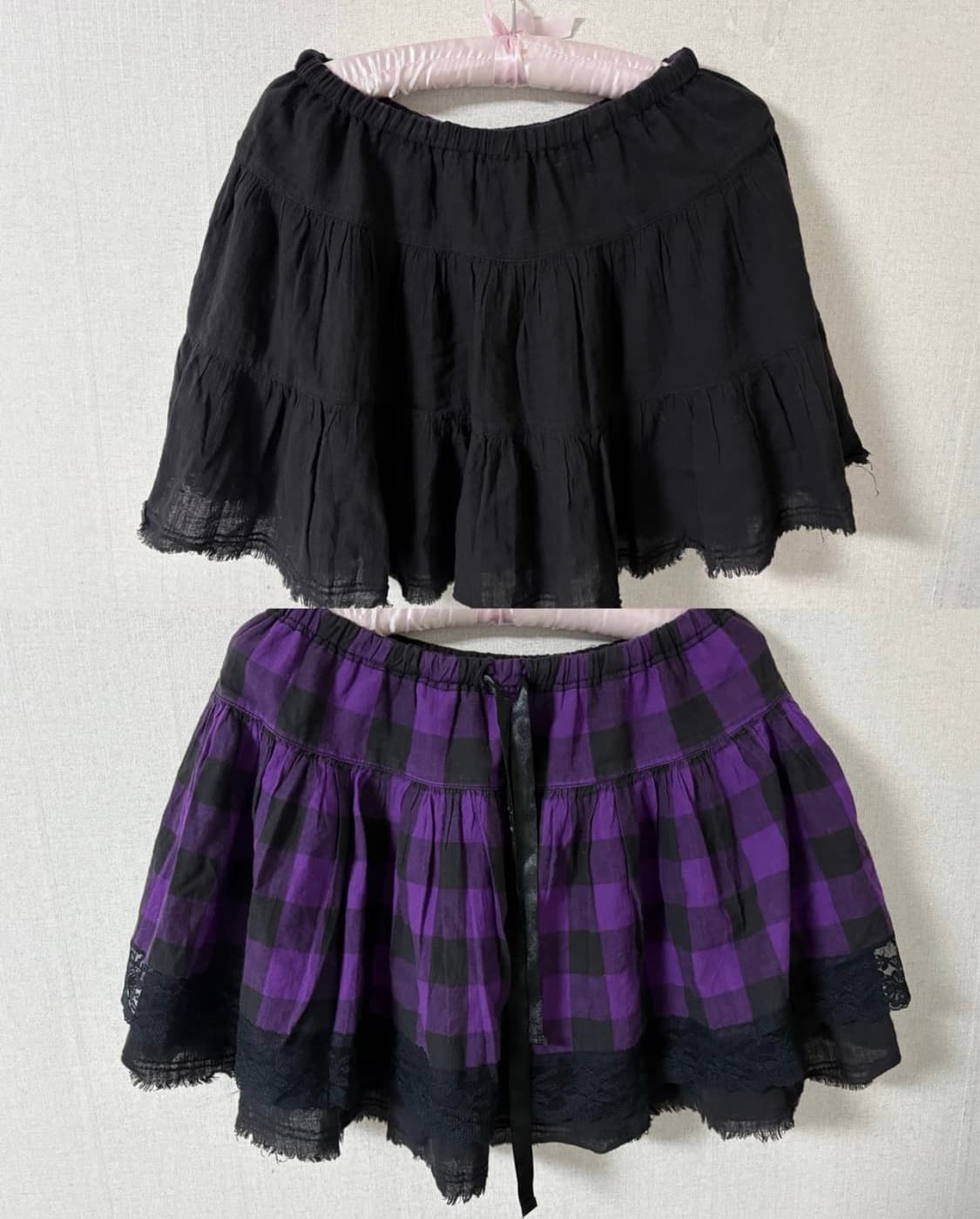 알곤퀸즈 펑크 체크 퍼플 스커트 리버시블 스커트 고딕 고스 공겜여주 상품이미지6