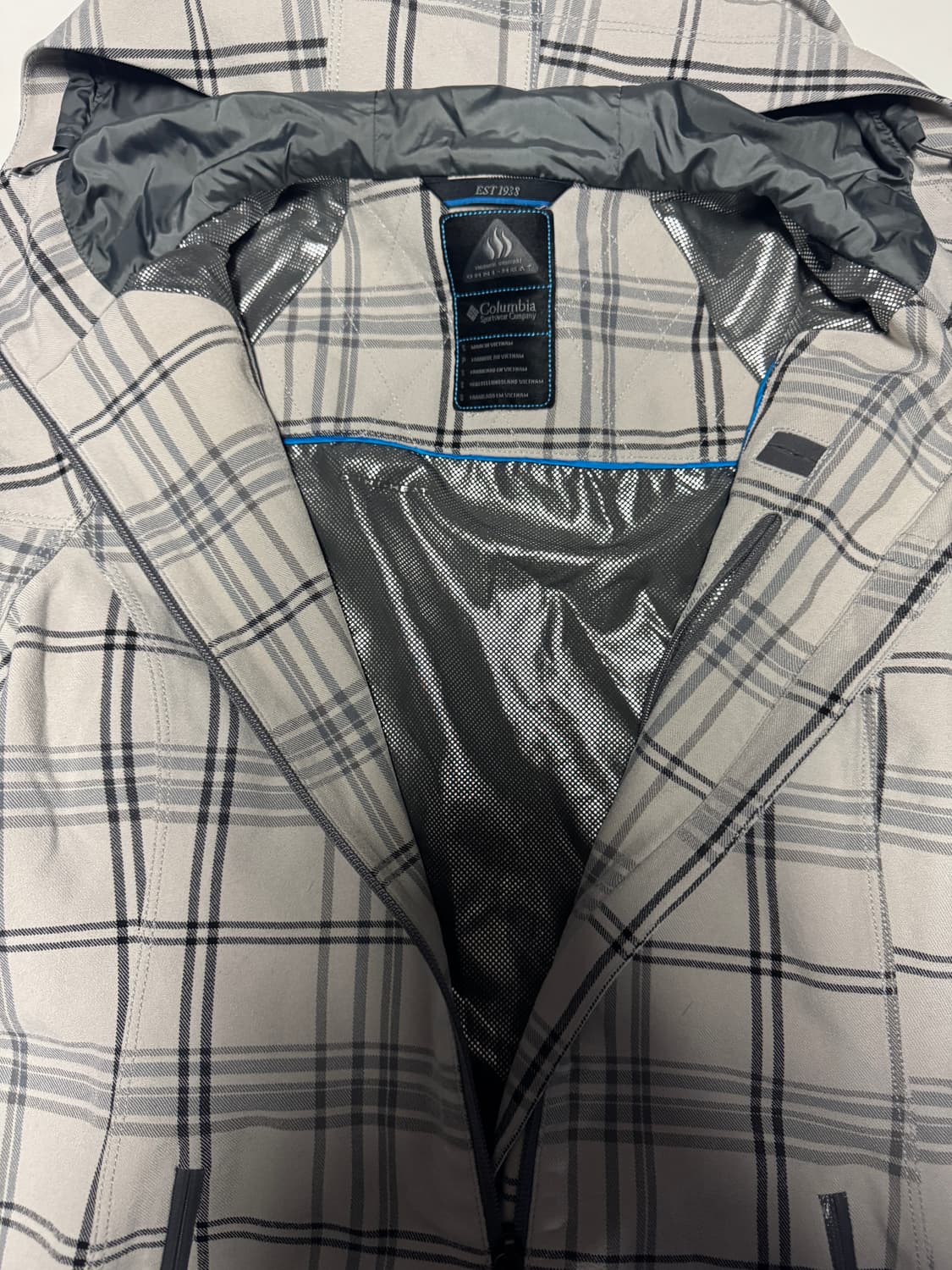 여성 컬럼비아 올드스쿨 옴니히트 발열 체크 후드 자켓 xs ~ s 상품이미지3