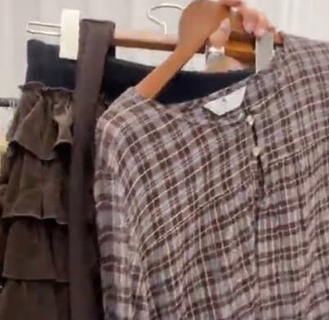 브라운 체크 세트 상품이미지1