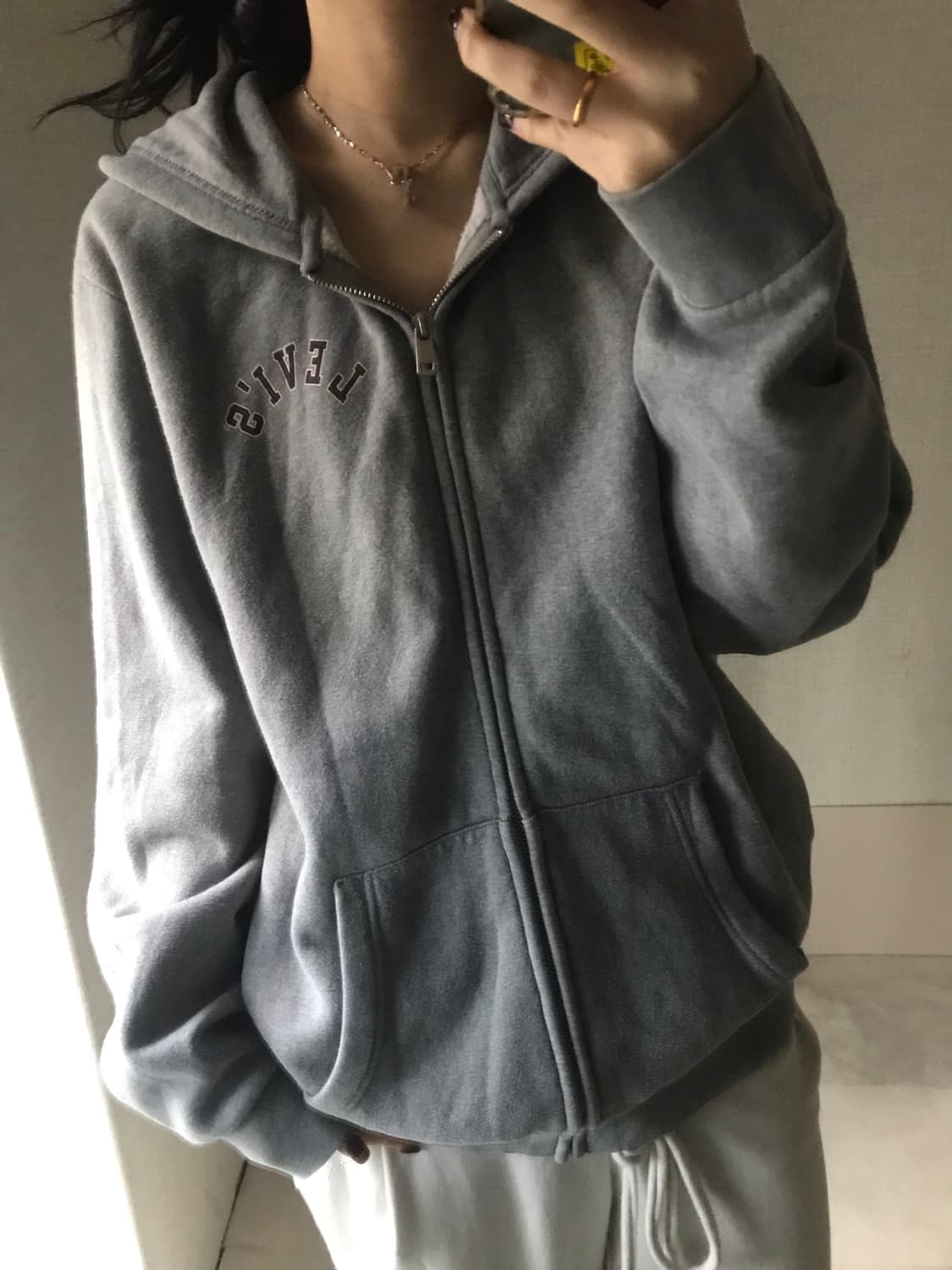 리바이스 그레이 빅로고 후드집업 상품이미지1