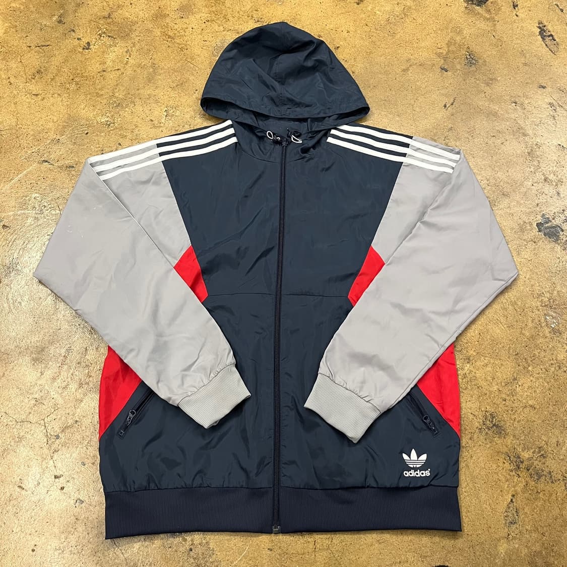 [정품] 아디다스 양면 후드 바람막이 네이비 그레이 레드 b15 상품이미지2