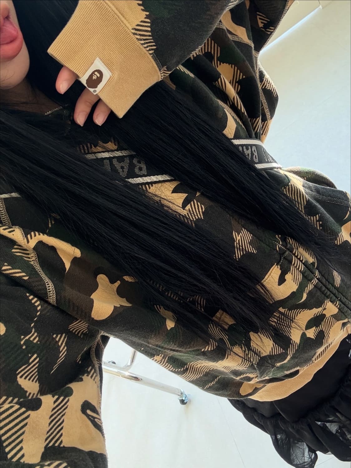 베이프 카모 체크 후드집업 상품이미지4