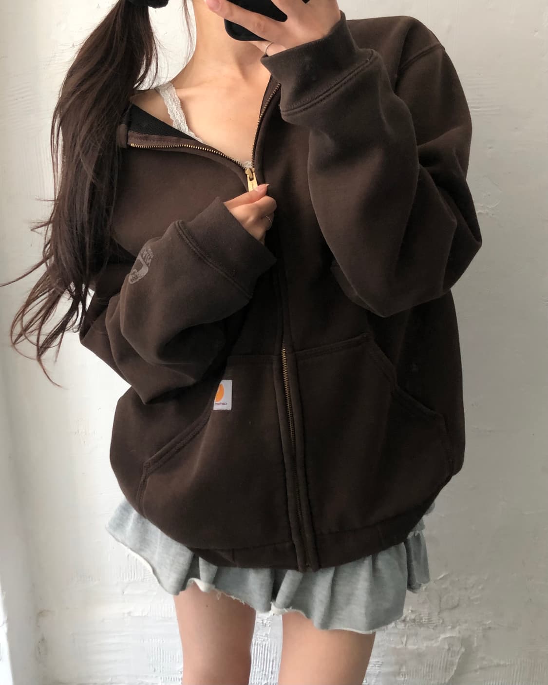 Carhartt 칼하트 초코브라운컬러 써멀 후드집업 상품이미지1