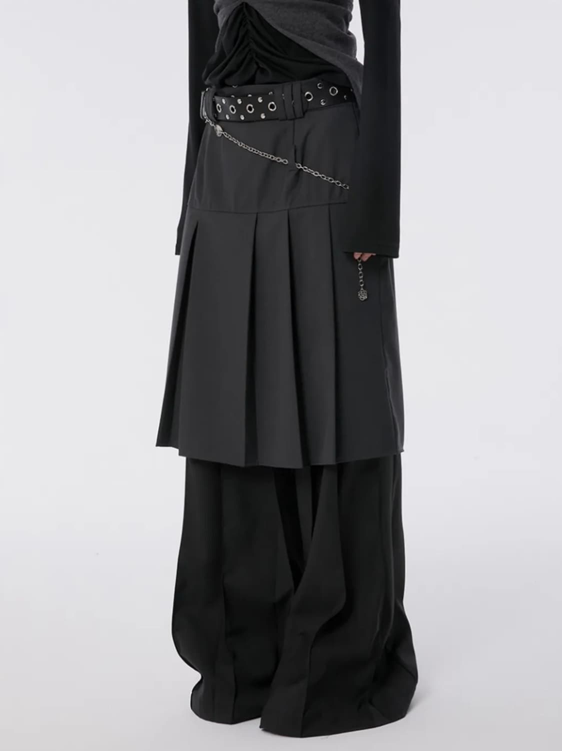 플레어업 플리츠 미디 스커트 차콜 상품이미지6