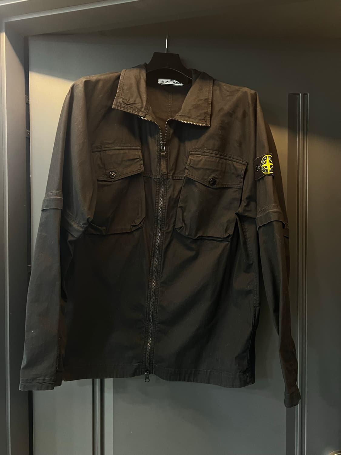 스톤아일랜드 오버셔츠 스트레치 코튼 블랙 M 상품이미지1