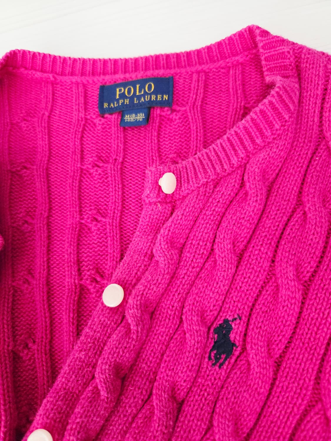 폴로랄프로렌 키즈 핑크 케이블 가디건_8-10(M) 상품이미지3