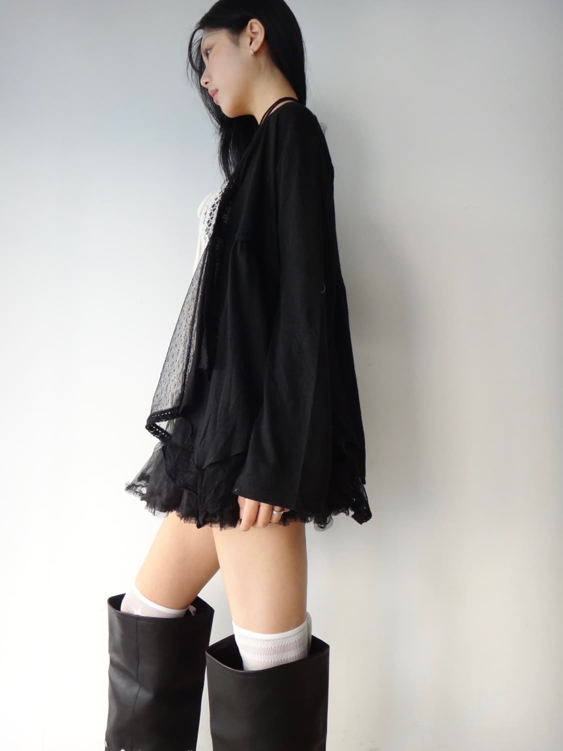 Sheer & dot point open cardigan  상품이미지8