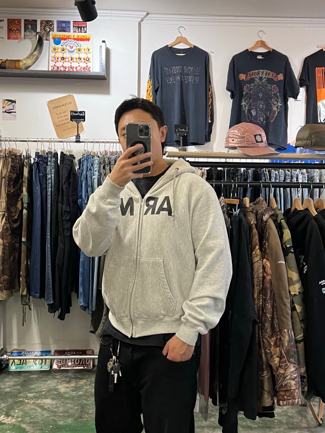 미군 ARMY 후드집업 PFU 빈티지 그레이 후드 집업 상품이미지3