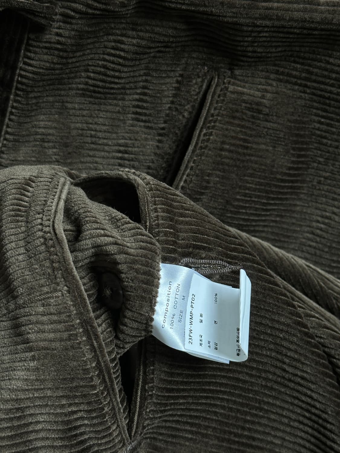 와코마리아 코듀로이 더블 플리츠 팬츠  브라운 M 상품이미지3