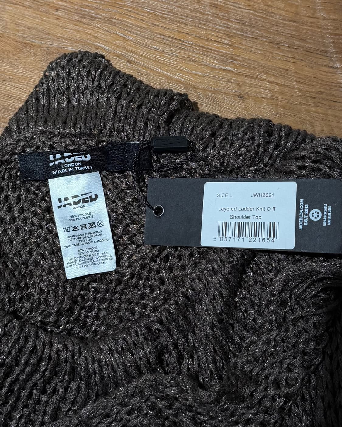 제이디드 런던 카키브라운 디스트로이드 니트 탑 상품이미지7