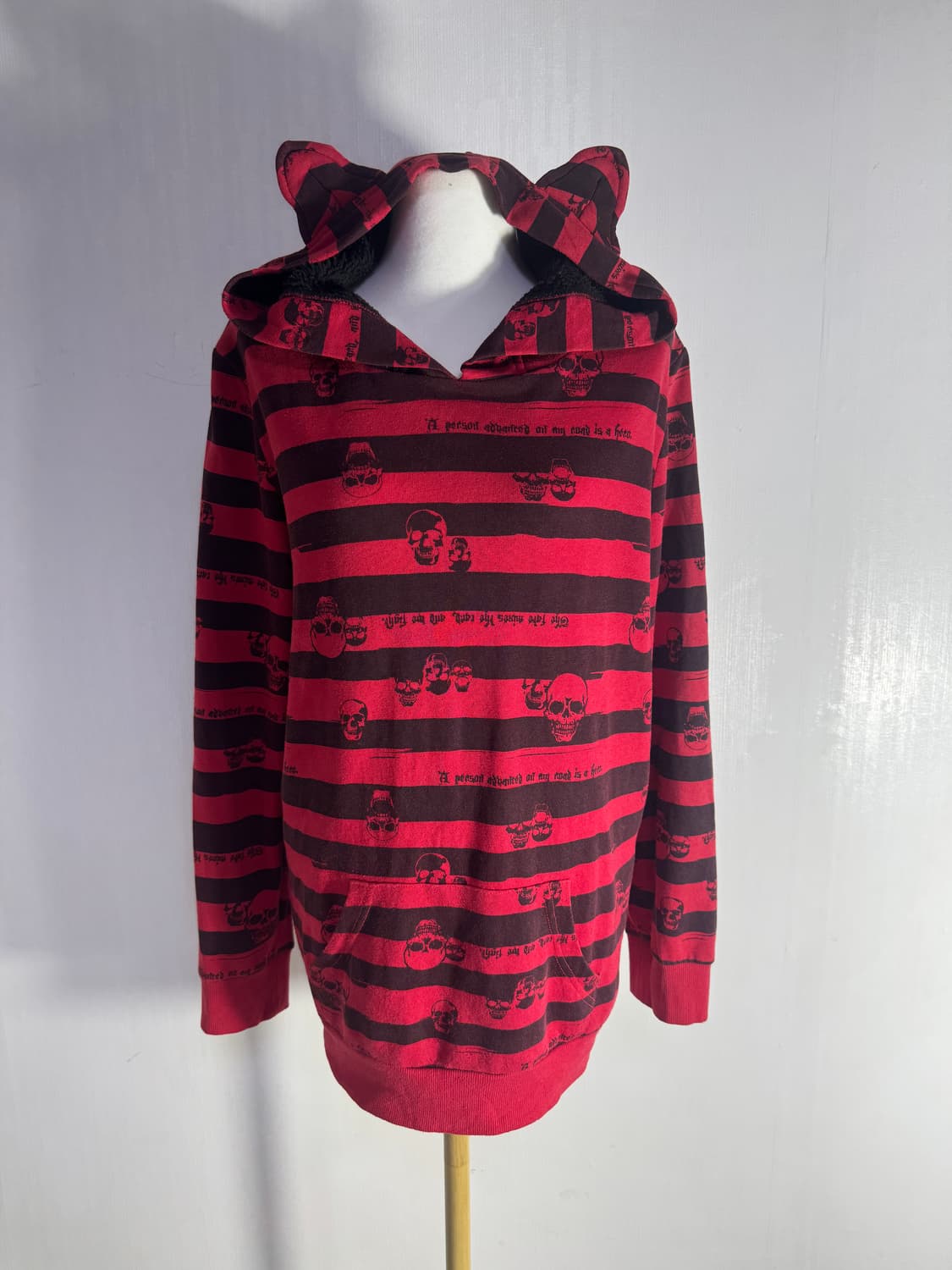 Dig deep 캣 이어 레터링 스컬 후드티 y2k punk 펑크 상품이미지1