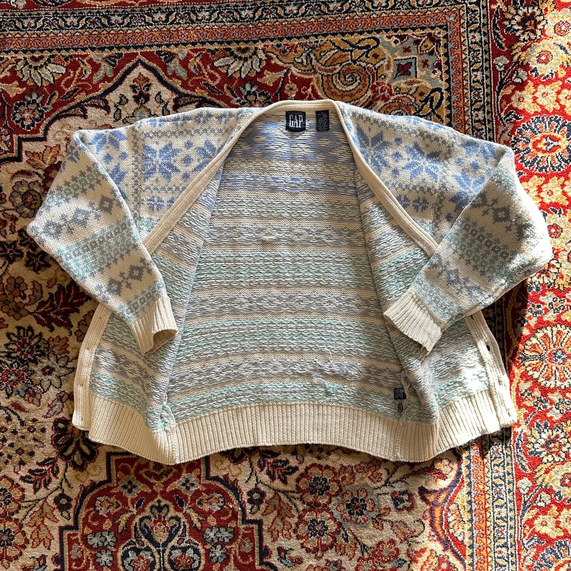 90s Old GAP 노르딕 울 가디건 - L 상품이미지7