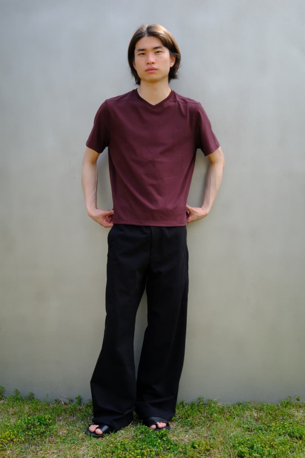 Mono v neck t-shirts(Burgundy) L 상품이미지1