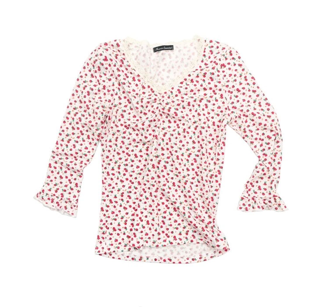 샵페어리 스트로베리 레이스탑 아이보리 상품이미지1