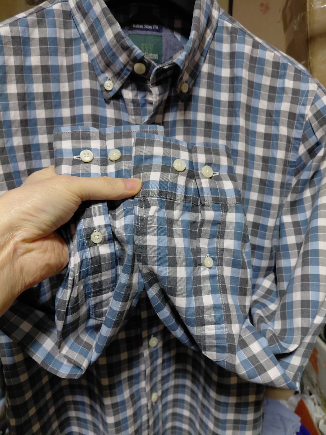 [헨리코튼]코튼 체크 셔츠 95사이즈  상품이미지8