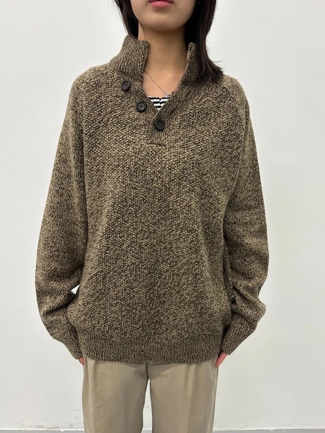 Next Button-Neck Marled Knit Sweater 상품이미지2