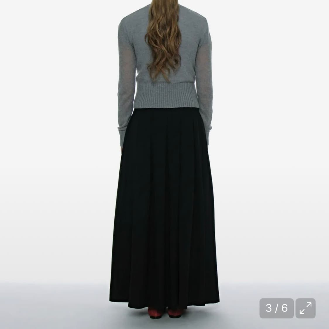 [S] 파르티멘토우먼 컷 오프 게더링 플리츠 맥시 스커트 - 블랙 상품이미지2