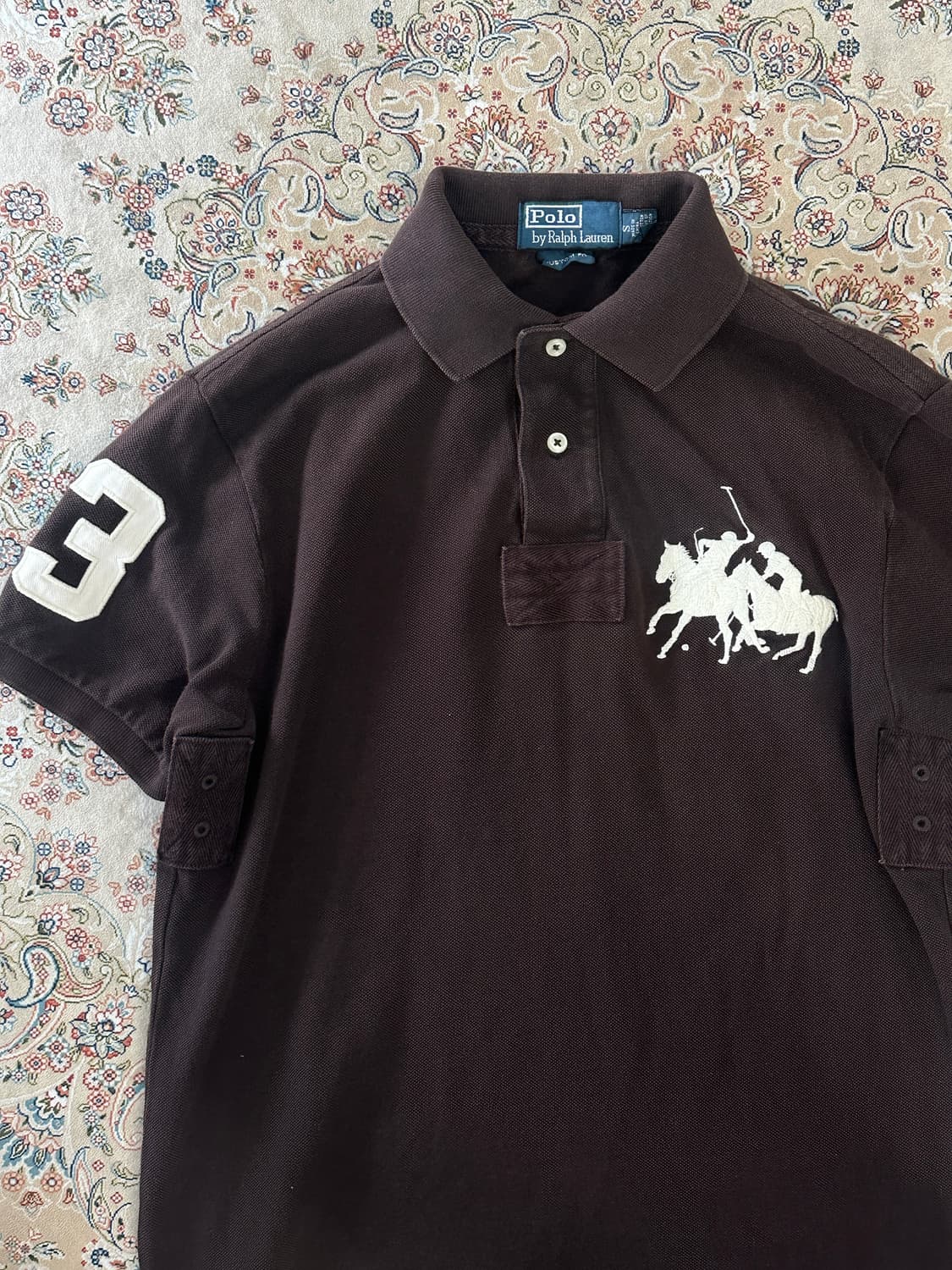 폴로 랄프로렌 브라운/화이트 더블 빅포니 카라티  상품이미지4