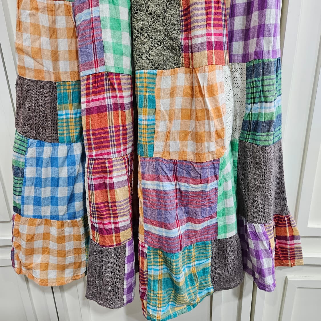 패치워크 체크 롱 스커트 상품이미지4