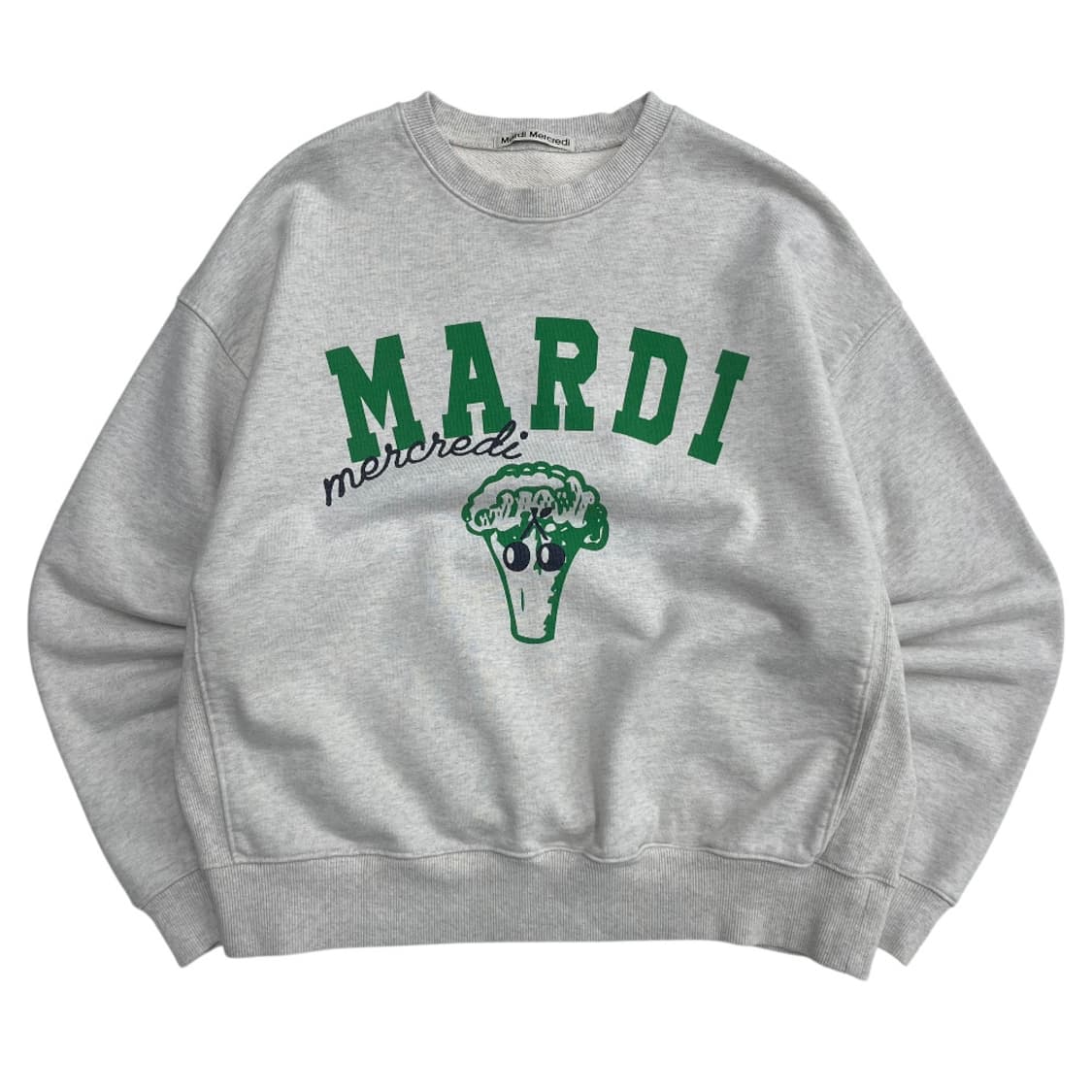 마르디 메르크디 그린 센터로고 백멜란지 맨투맨 상품이미지2