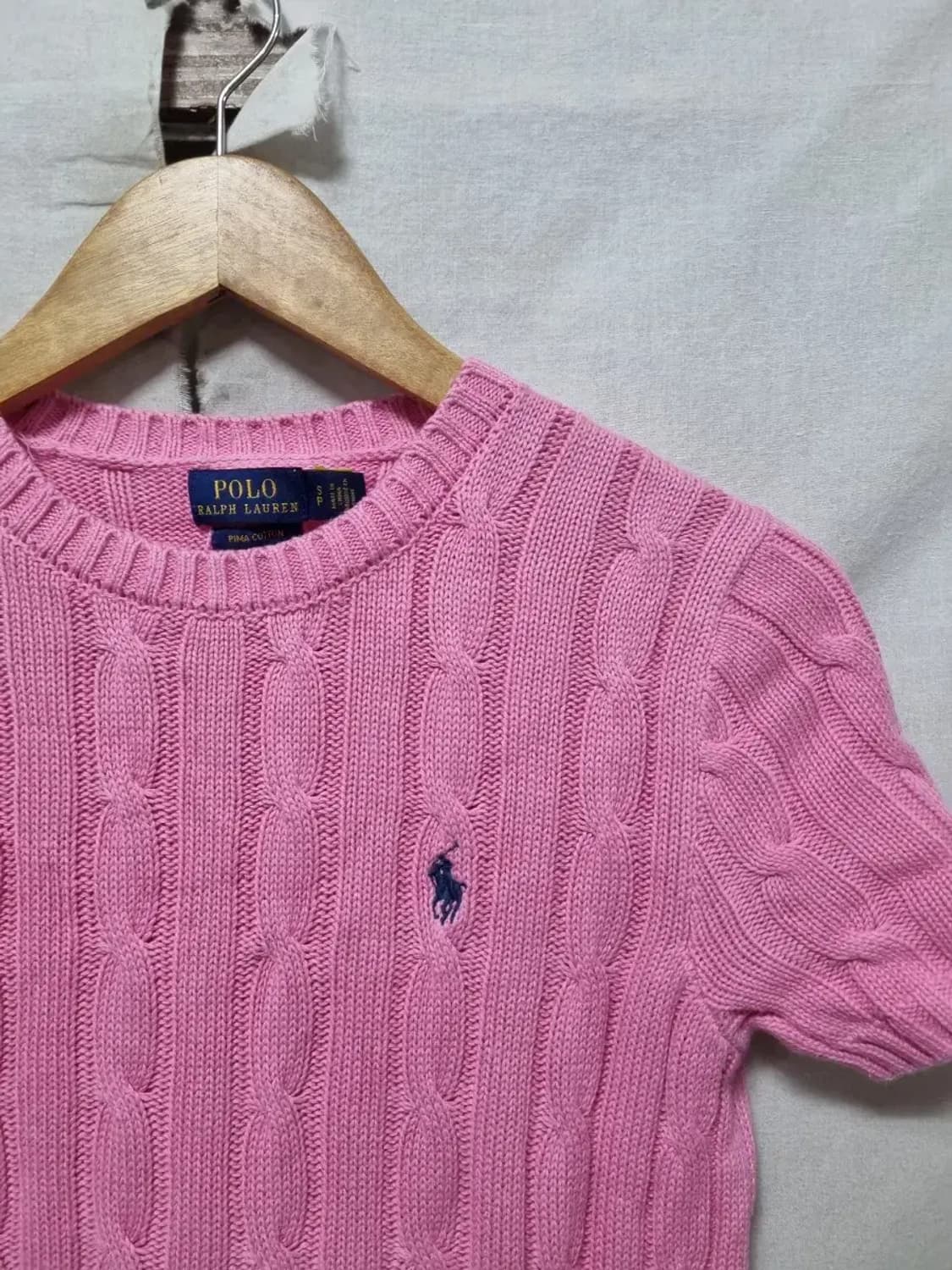 폴로 랄프로렌 꽈배기 반팔 니트 S 상품이미지3
