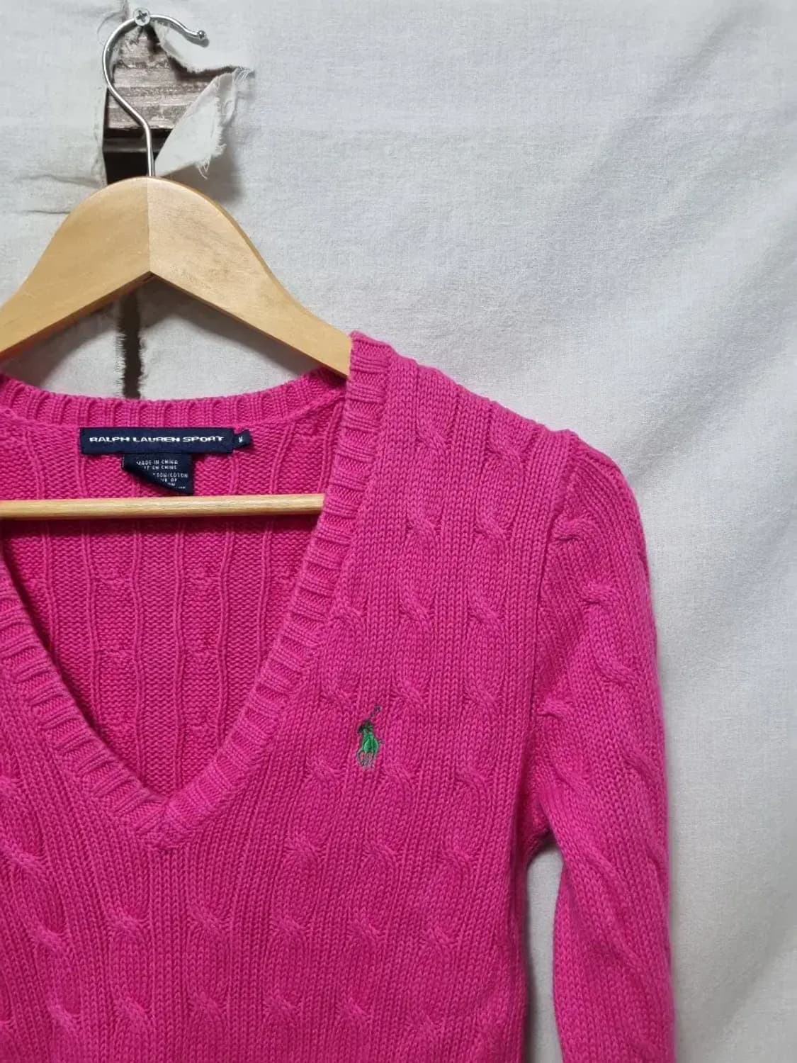 폴로 랄프로렌 꽈배기 브이넥 니트 M 상품이미지3