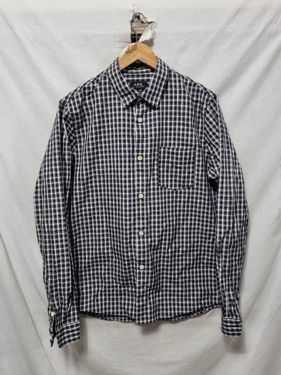 A.P.C. 블랙 화이트 체크 셔츠 L 상품이미지1