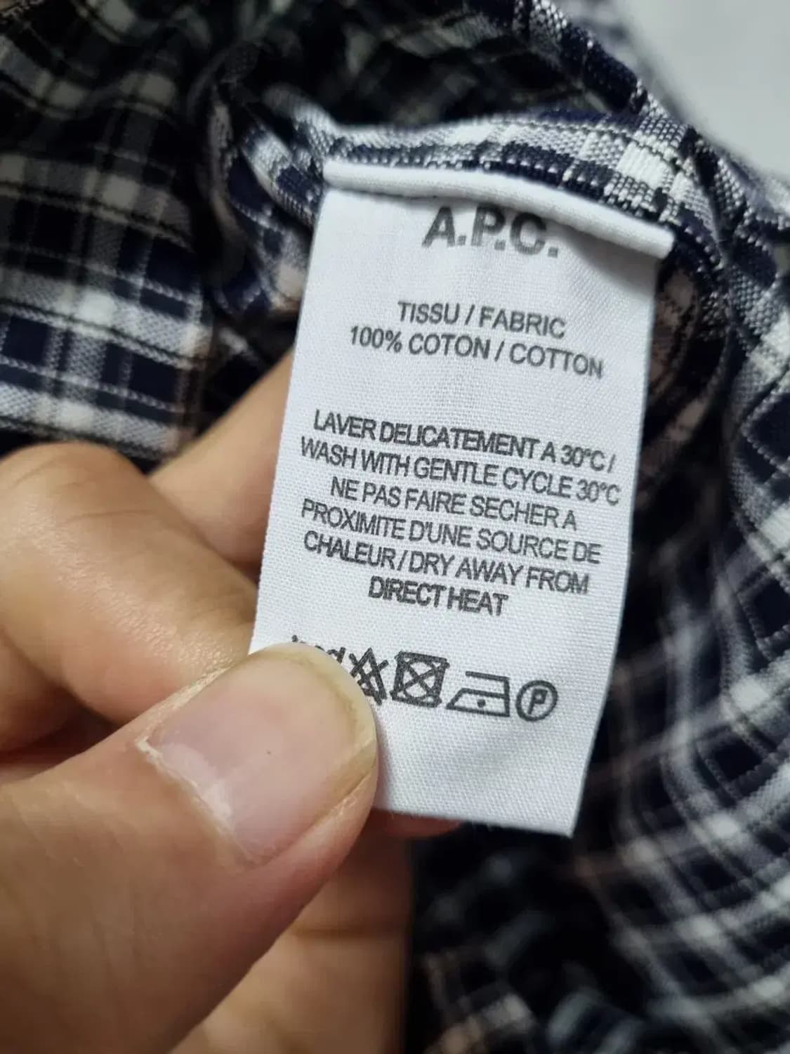 A.P.C. 블랙 화이트 체크 셔츠 L 상품이미지5