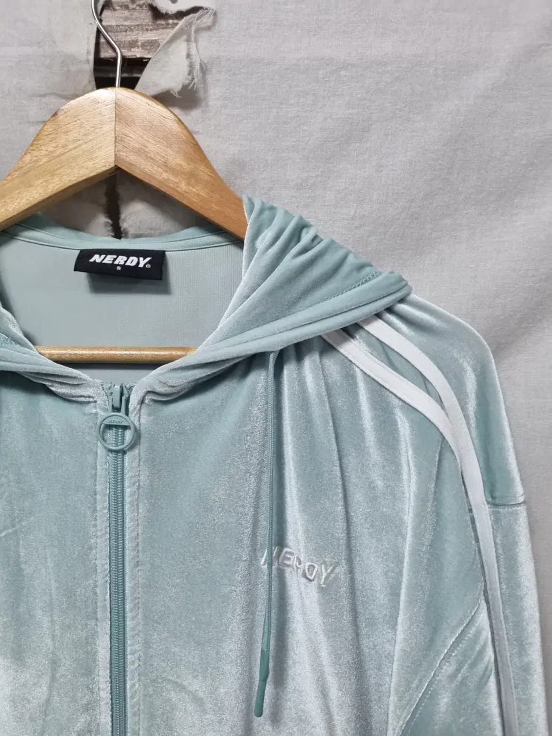 널디 벨벳 트랙 후드 집업 자켓 여성 S 상품이미지3