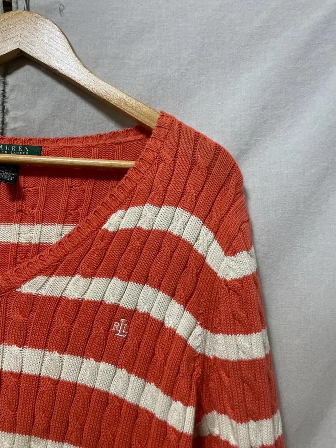폴로 랄프로렌 스투러이프 꽈배기 니트 셔츠 L 상품이미지3