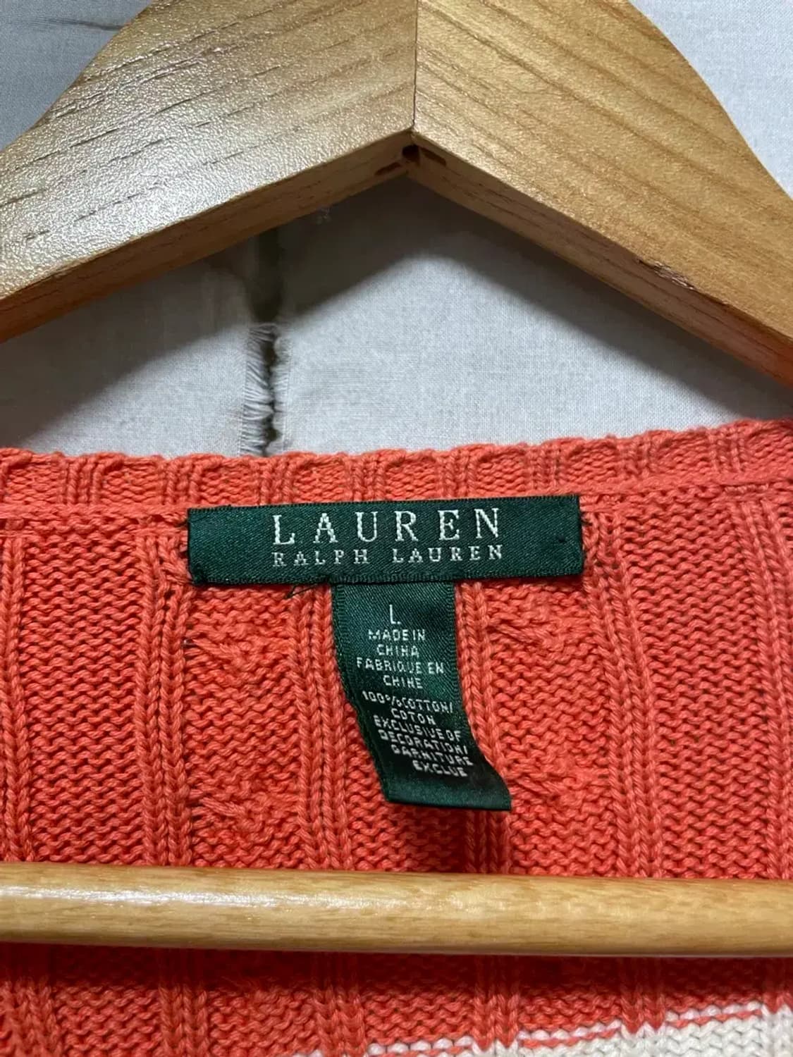 폴로 랄프로렌 스투러이프 꽈배기 니트 셔츠 L 상품이미지4