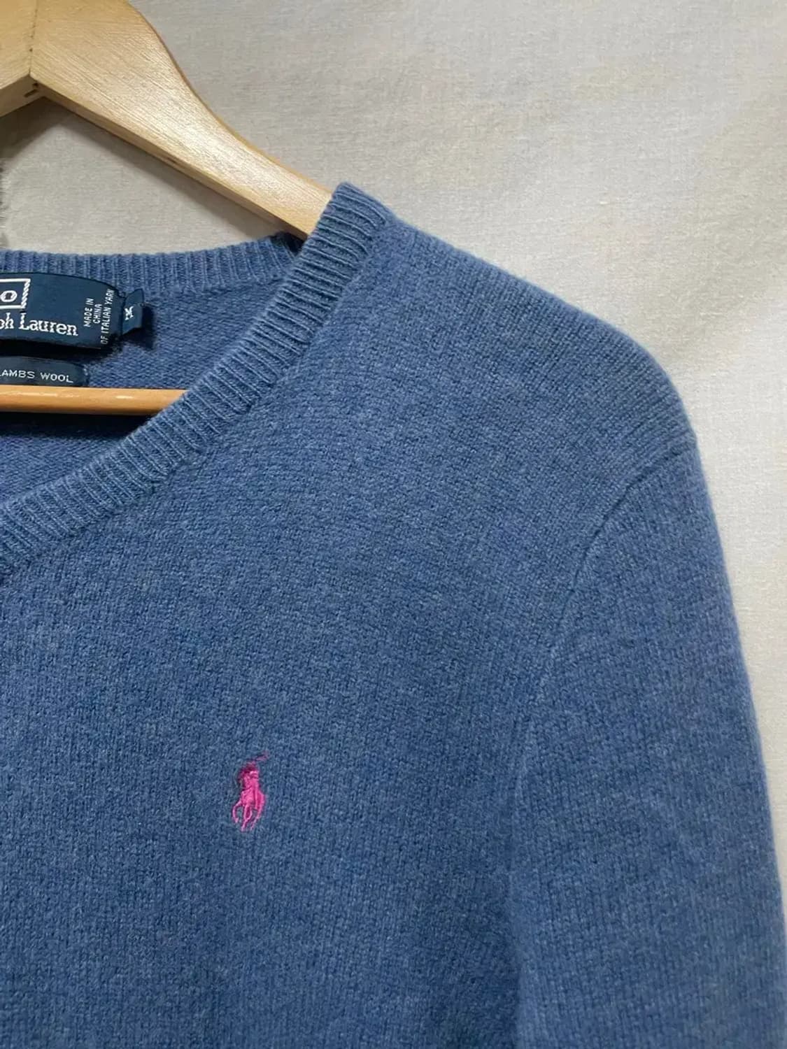 폴로 랄프로렌 브이넥 니트 양털100 스웨터 M 상품이미지3