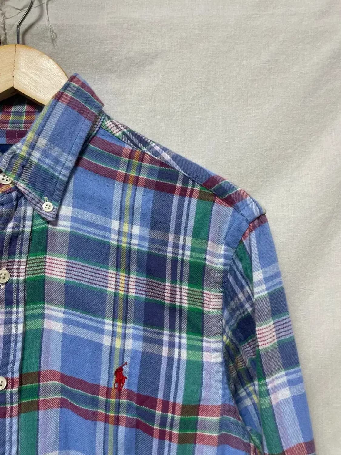 폴로 랄프로렌 블루 체크 남방 셔츠 M 상품이미지3