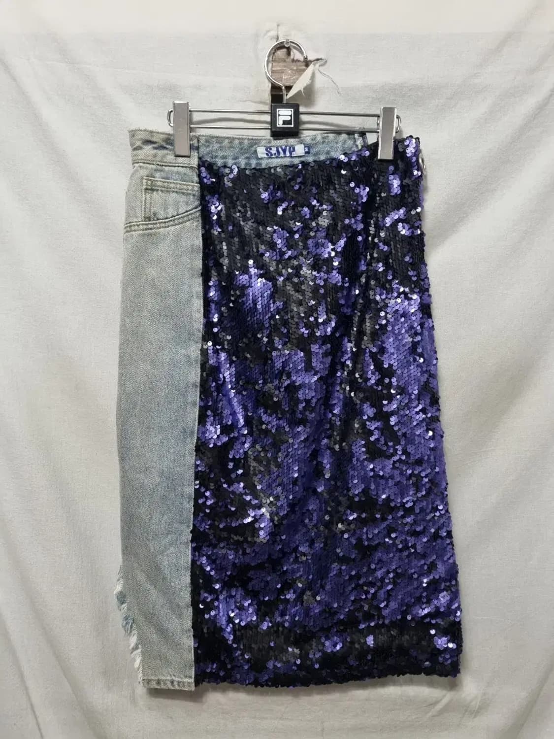 SJYP 데님 스팽글 언발란스 스커트 M 상품이미지1