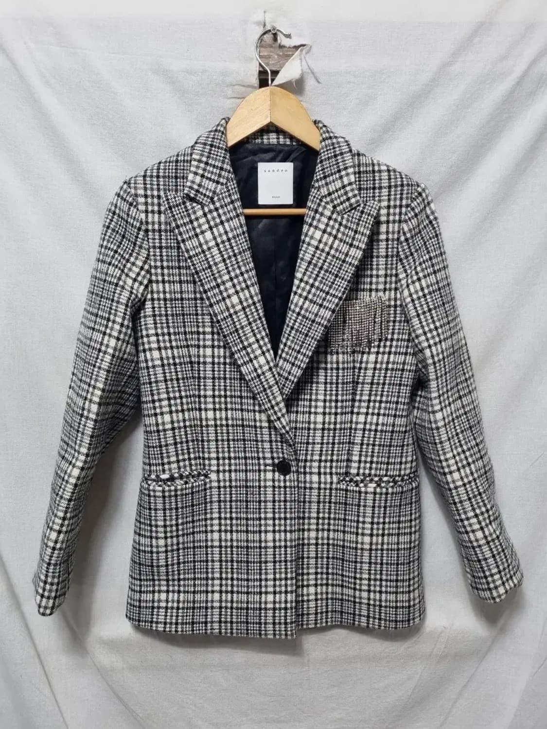 산드로 체크 패턴 블레이저 자켓 36 상품이미지1