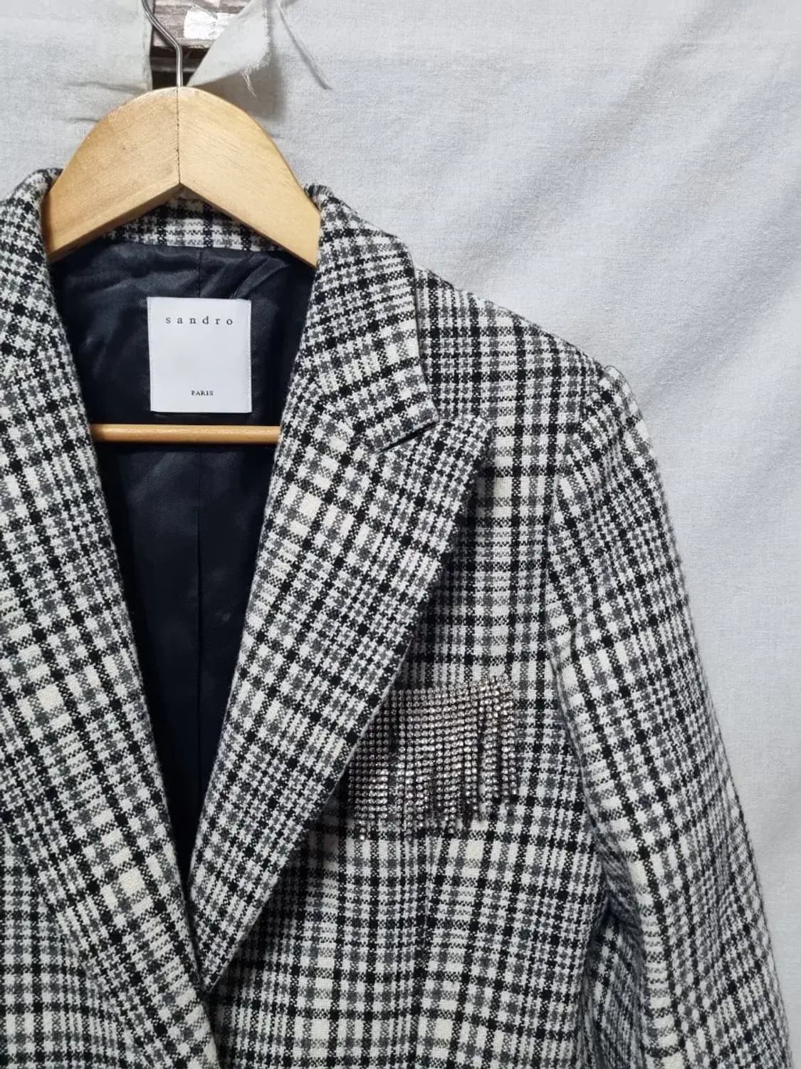 산드로 체크 패턴 블레이저 자켓 36 상품이미지3