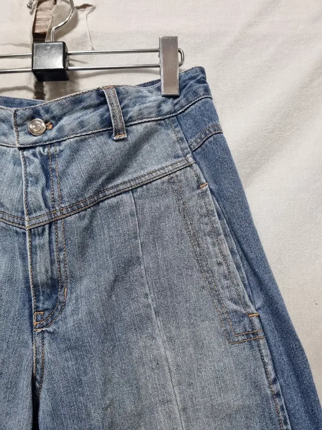 도호 데님 배색 와이드 팬츠 S 상품이미지2