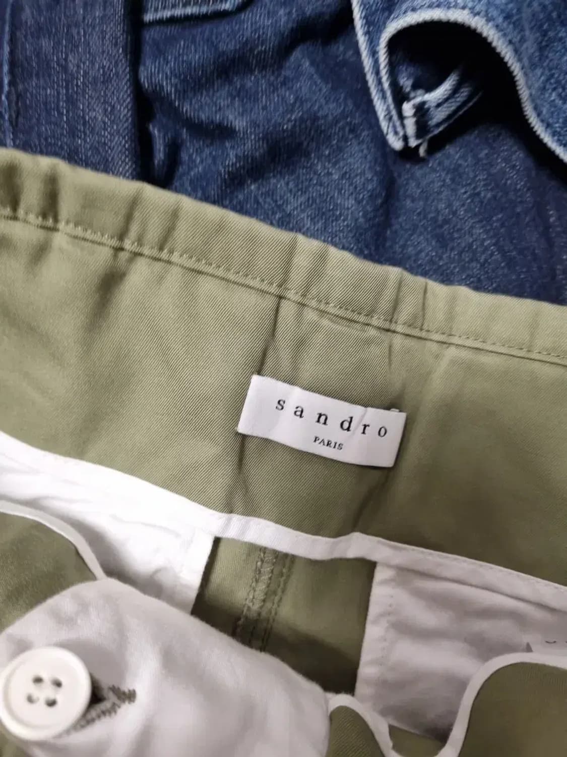 산드로 올리브 하이웨스트 면바지 38 상품이미지3