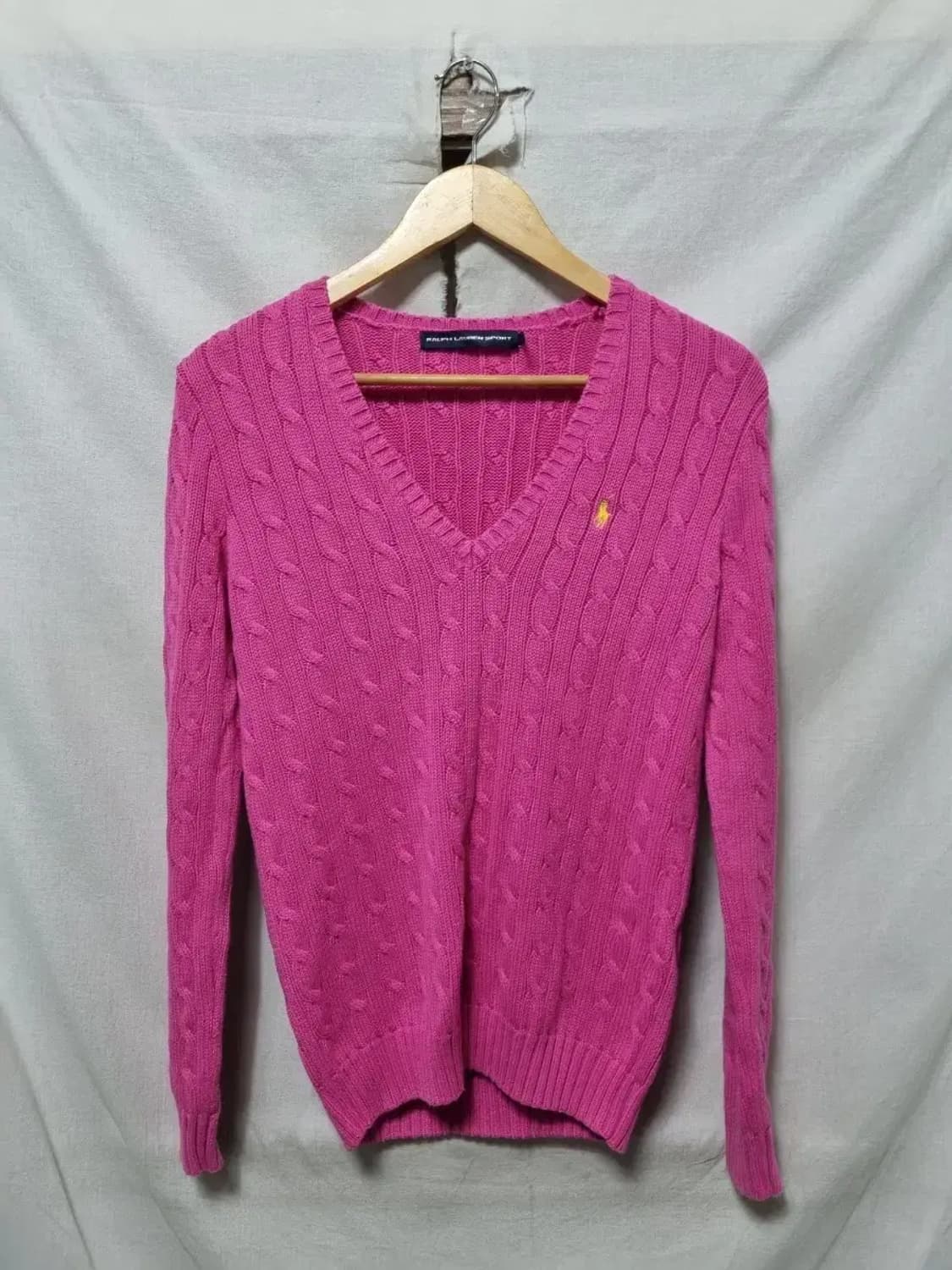 폴로 랄프로렌 핑크 케이블 브이넥 니트 M 상품이미지1