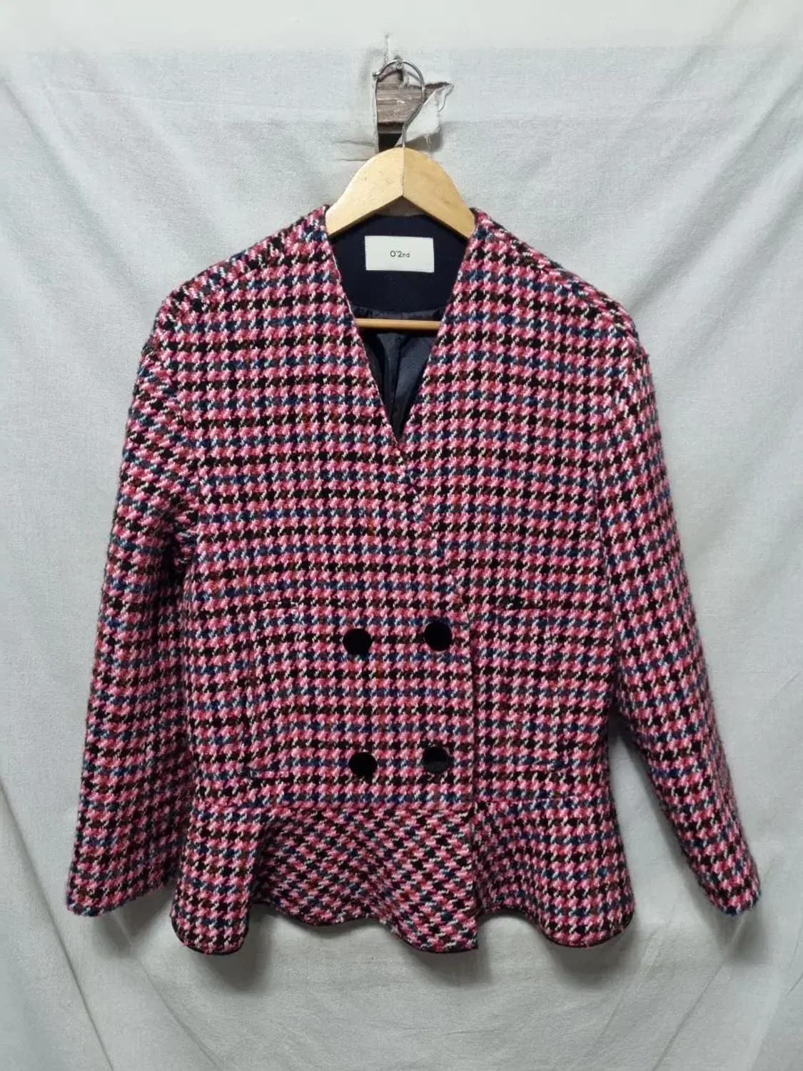 오즈세컨 체크 니트 자켓 85~90 상품이미지1